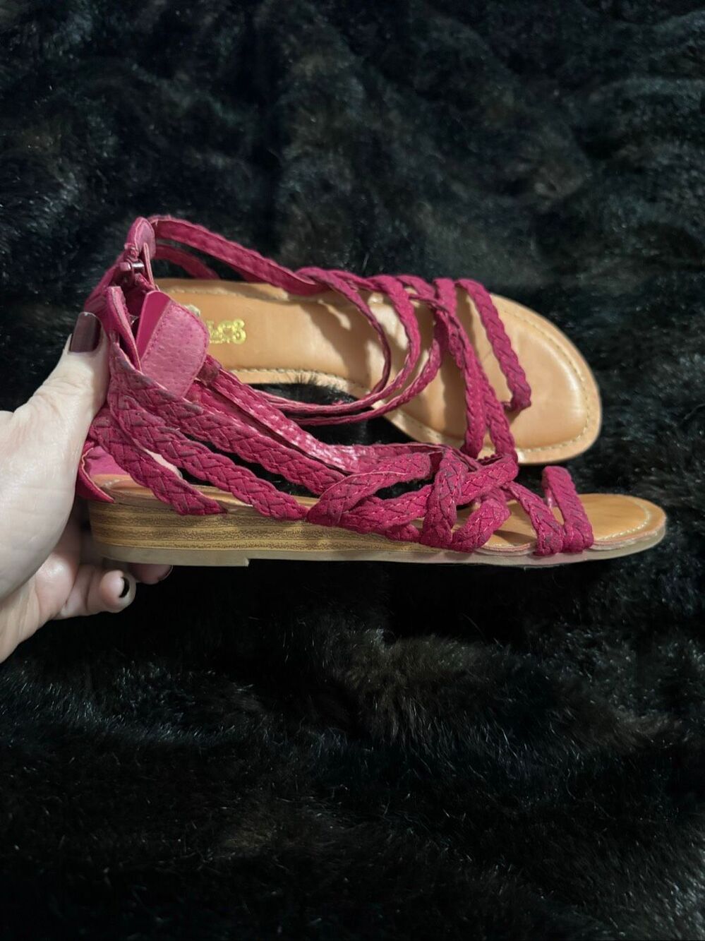 Carlos SANTANA Bright Pink Fuchsia Sandals Shoes Size 8 Strappy Gladiator